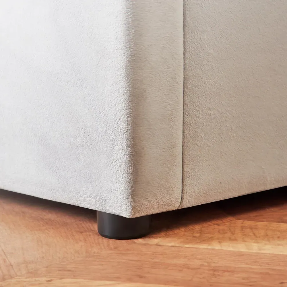 Small Double Velvet Ottoman Bed with Storage - Grey