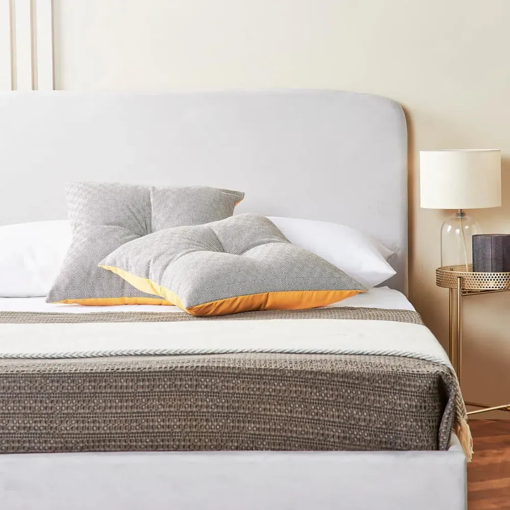 Small Double Velvet Ottoman Bed with Storage - Grey