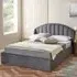 Small Double Winged Headboard Ottoman Storage Bed Frame - Grey, Velvet