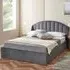 Small Double Winged Headboard Ottoman Storage Bed with Mattress - Grey, Velvet