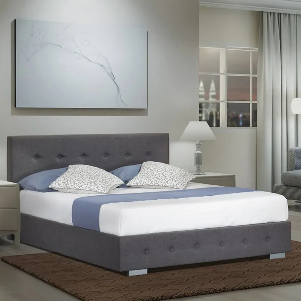 Super King Ottoman Storage Bed - Grey, Linen