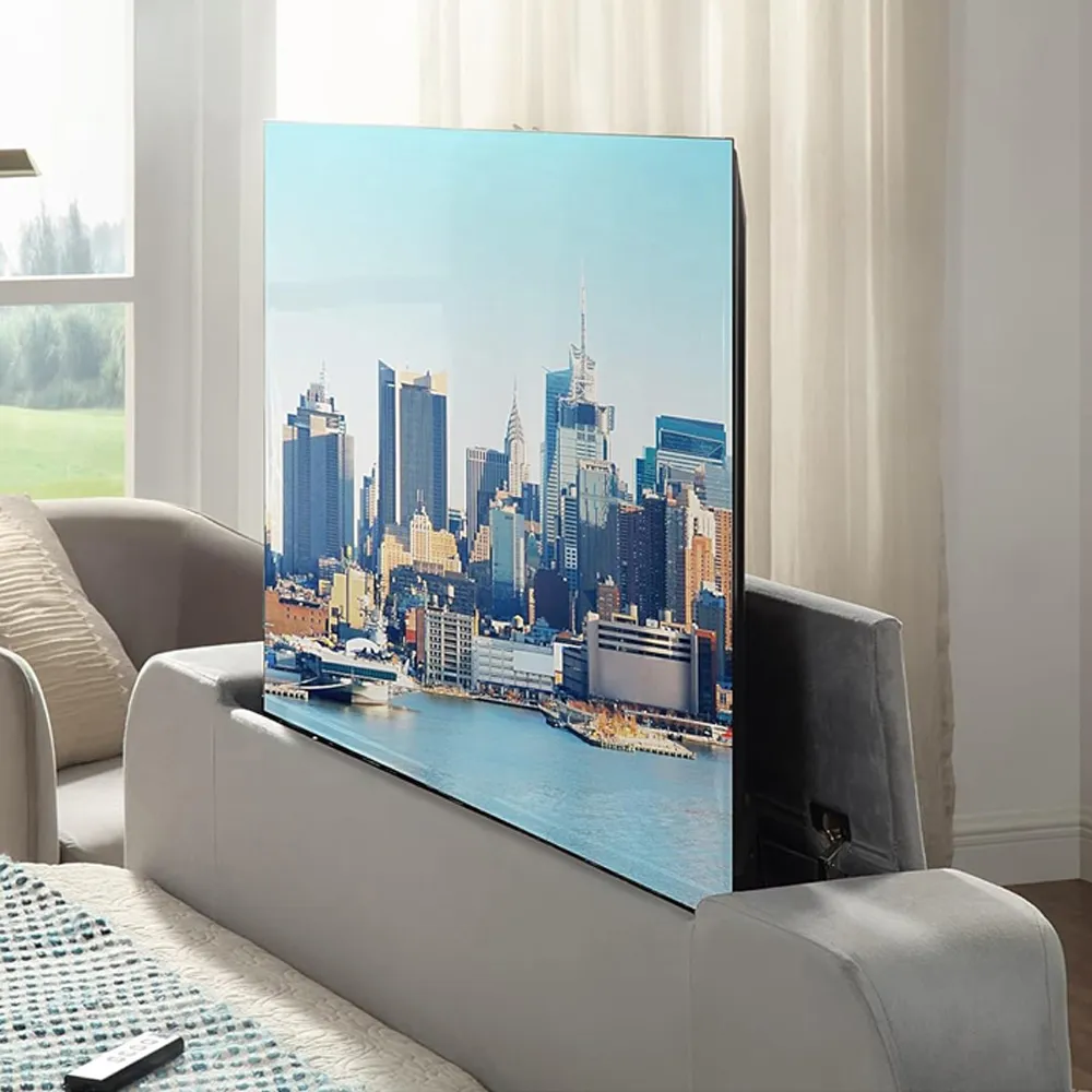 Super King Size Ottoman TV Bed with Winged Headboard - Grey, Velvet