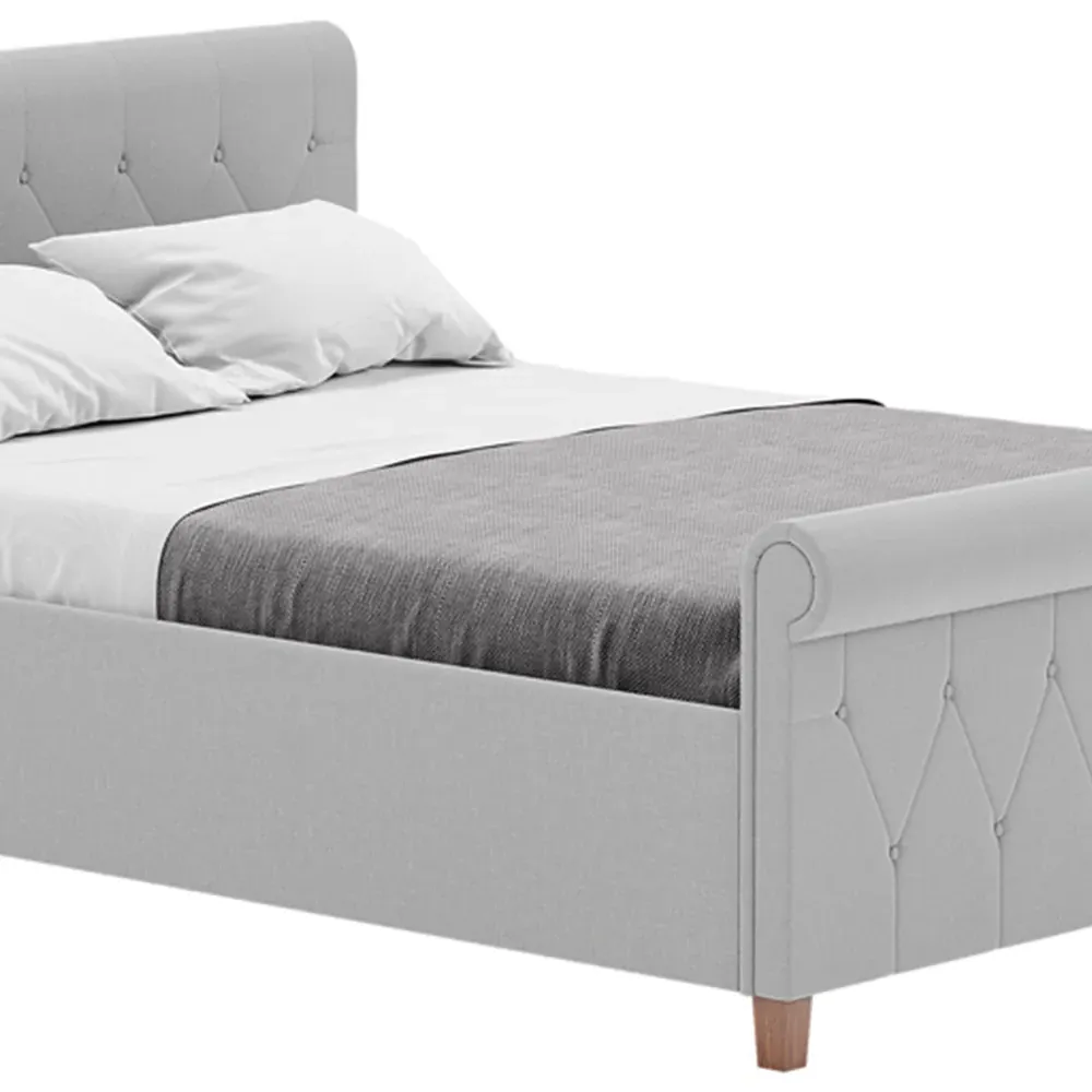 Vittorio Double Bed Frame - Grey, Linen