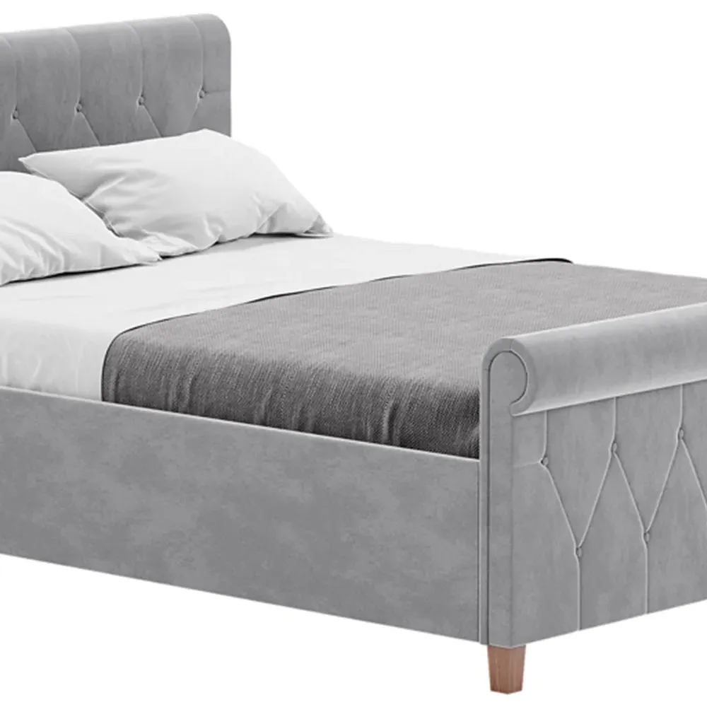 Vittorio Double Bed Frame - Grey, Velvet