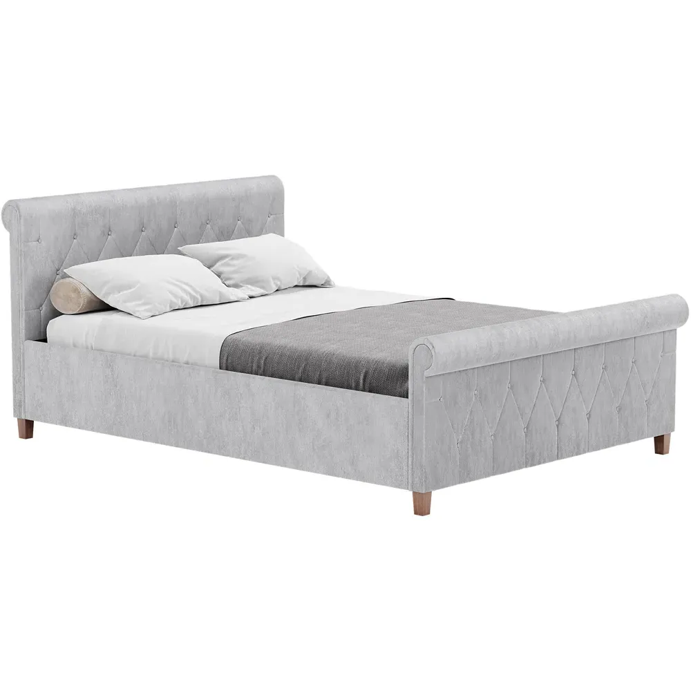 Vittorio Double Bed Frame - Silver, Crushed Velvet