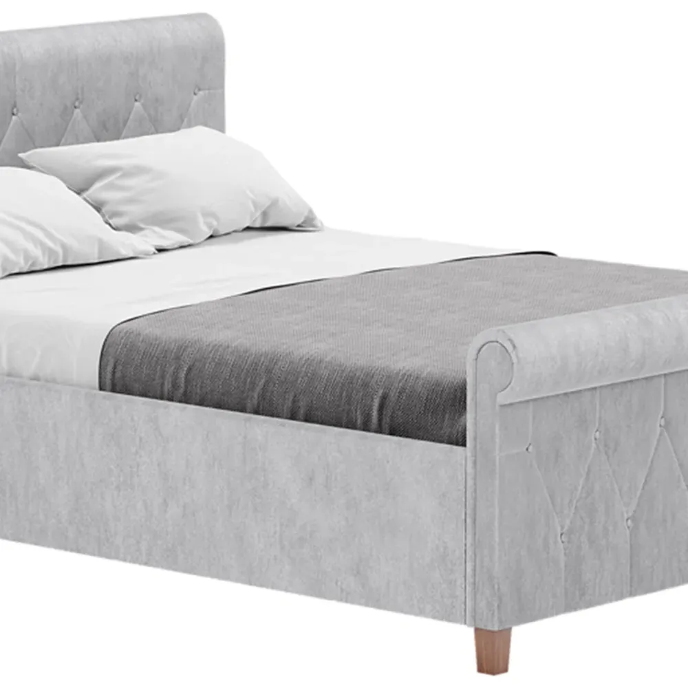 Vittorio Double Bed Frame - Silver, Crushed Velvet