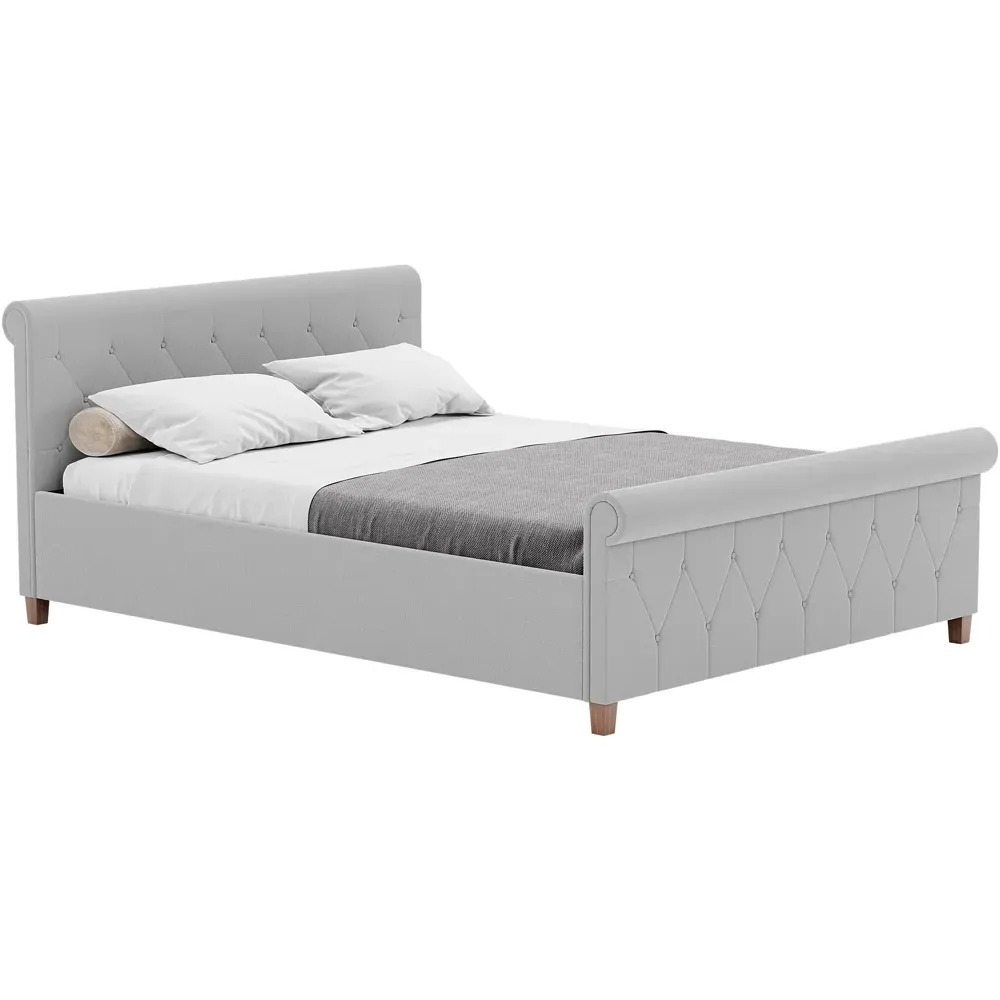 Vittorio King Size Bed Frame - Grey, Linen