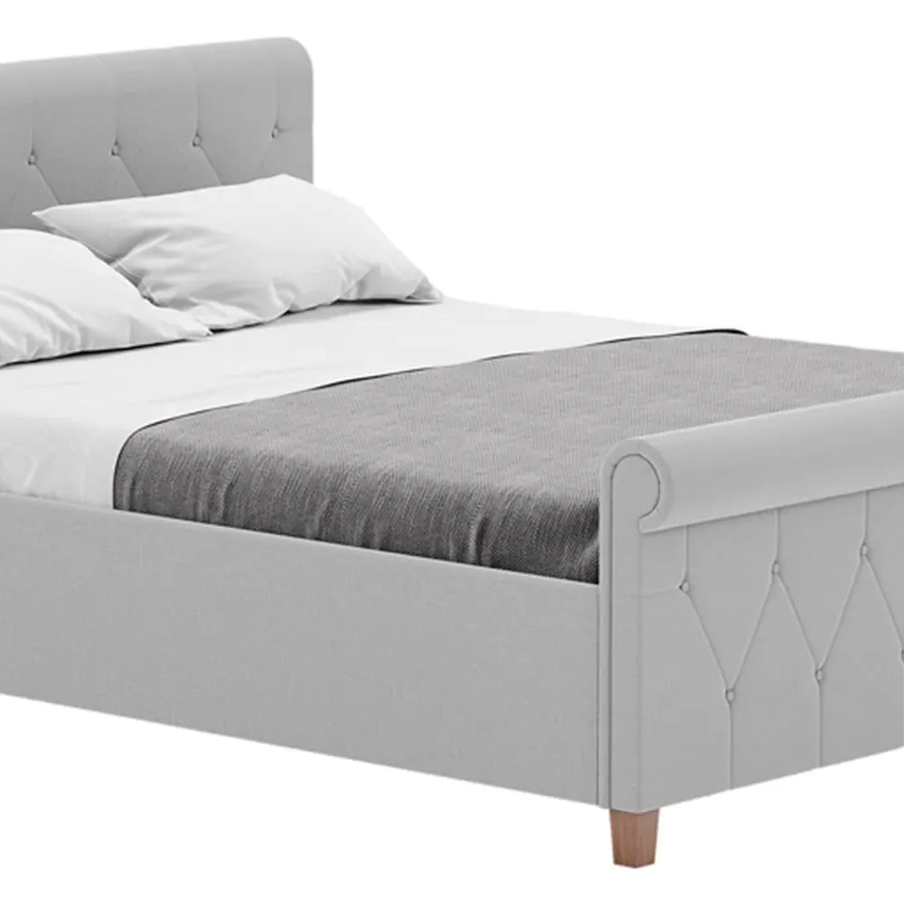Vittorio King Size Bed Frame - Grey, Linen