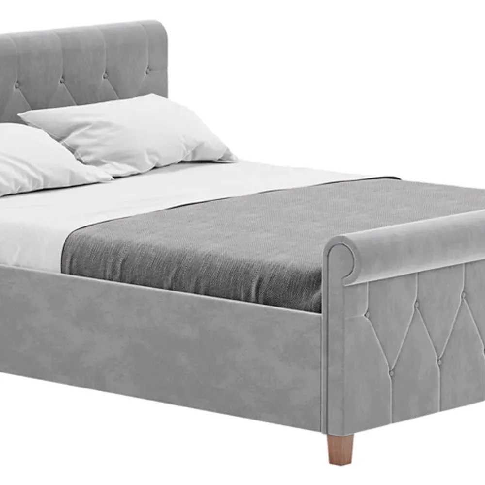 Vittorio King Size Bed Frame - Grey, Velvet