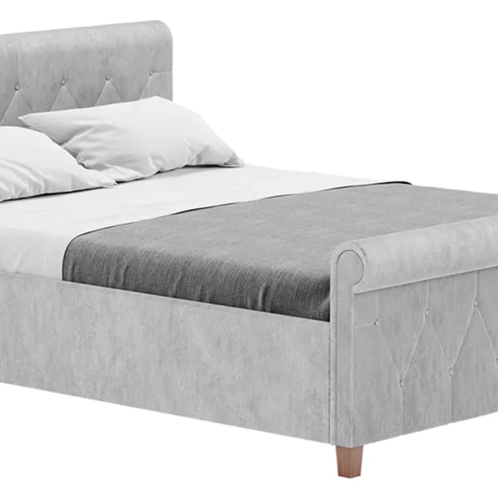 Vittorio King Size Bed Frame - Silver, Crushed Velvet