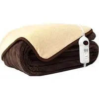 Reversible Electric Throw with Timer - Brown, Fleece