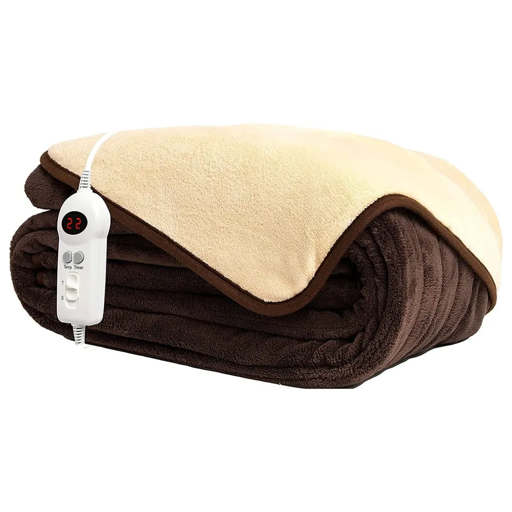 Reversible Electric Throw with Timer - Brown, Fleece image