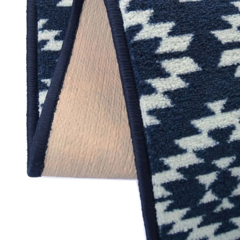 Aztec Mat and Runner Set with Non-Slip Backing - Blue