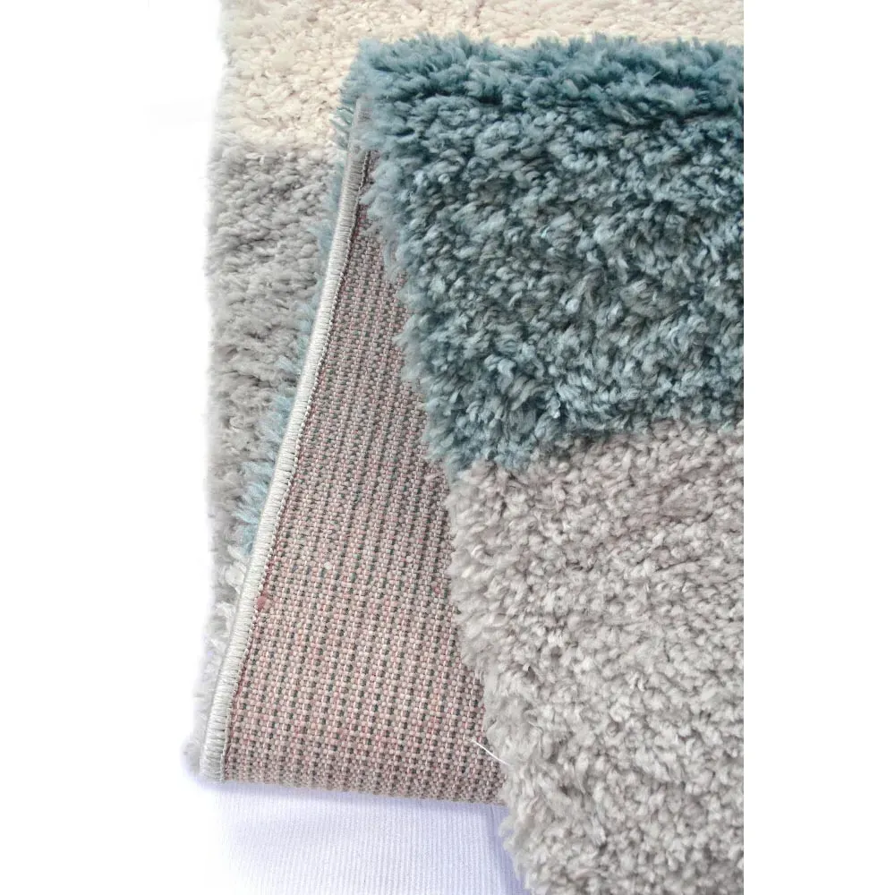 Blocks Snug Shaggy Rug - Blue, Polyester