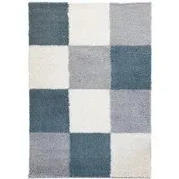 Blocks Snug Shaggy Rug - Blue, Polyester