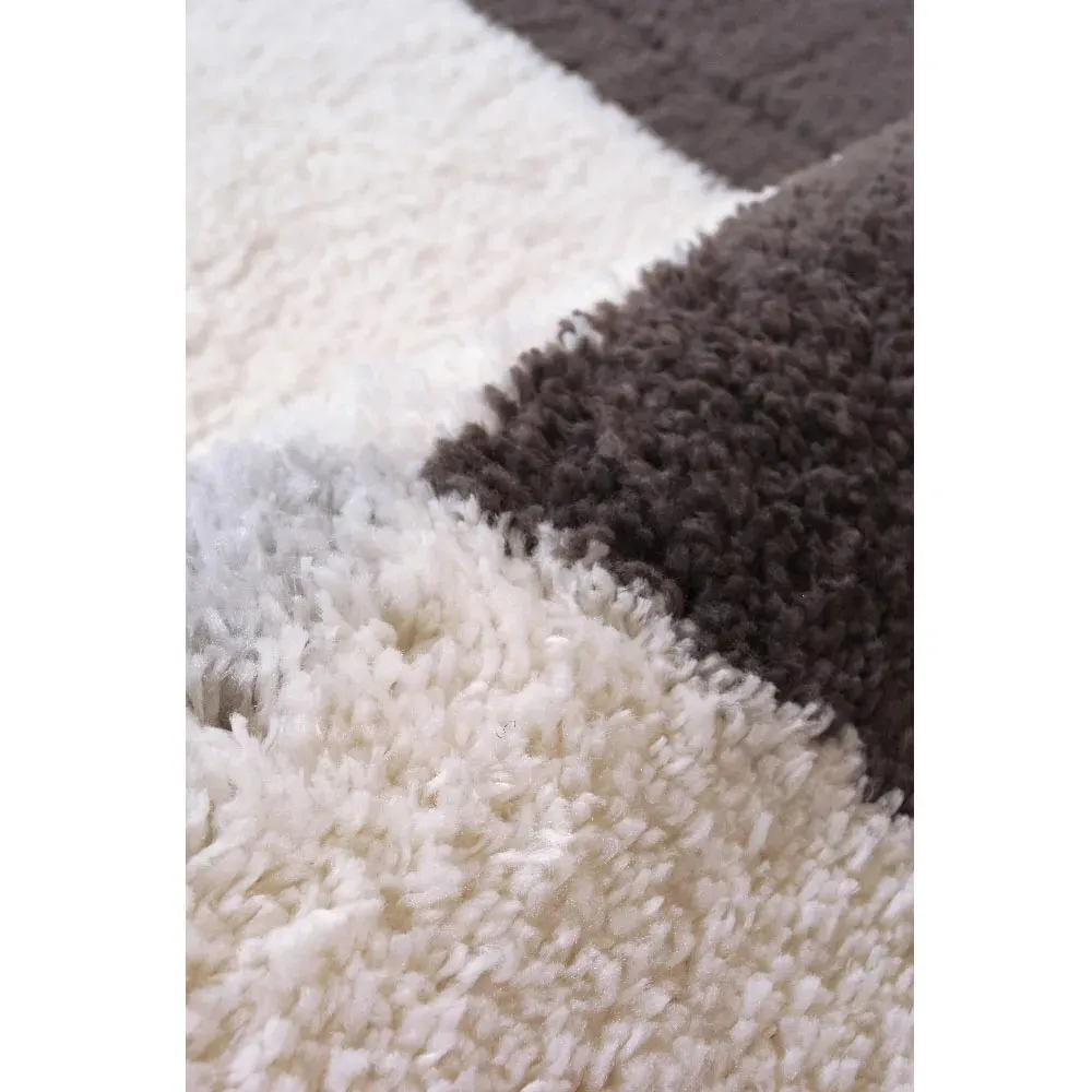 Blocks Snug Shaggy Rug - Grey, Polyester