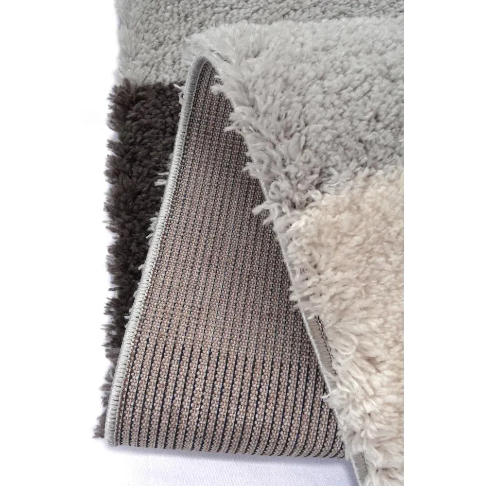 Blocks Snug Shaggy Rug - Grey, Polyester