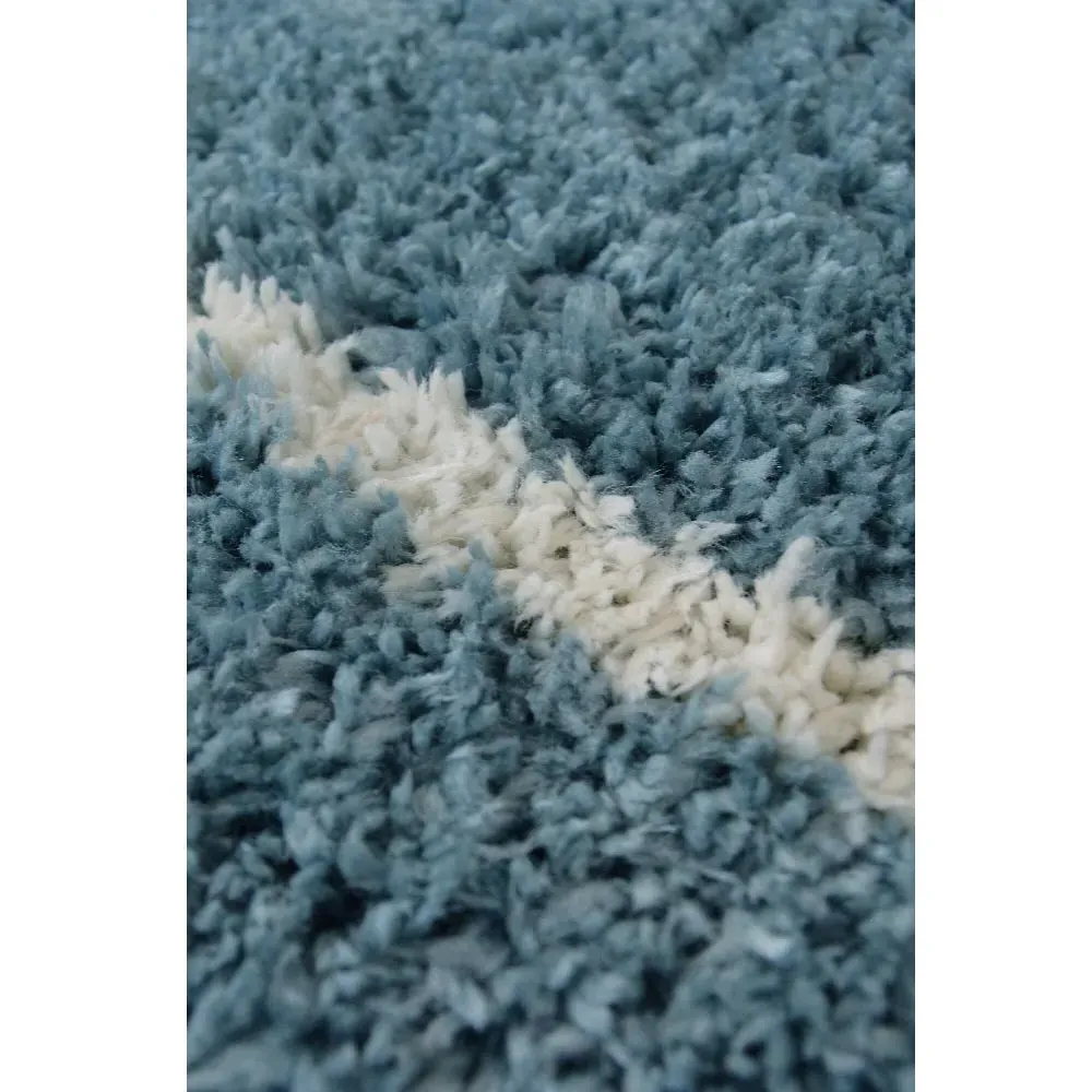 Blue and Ivory Bubbles Snug Shaggy Rug - Multi, Polyester