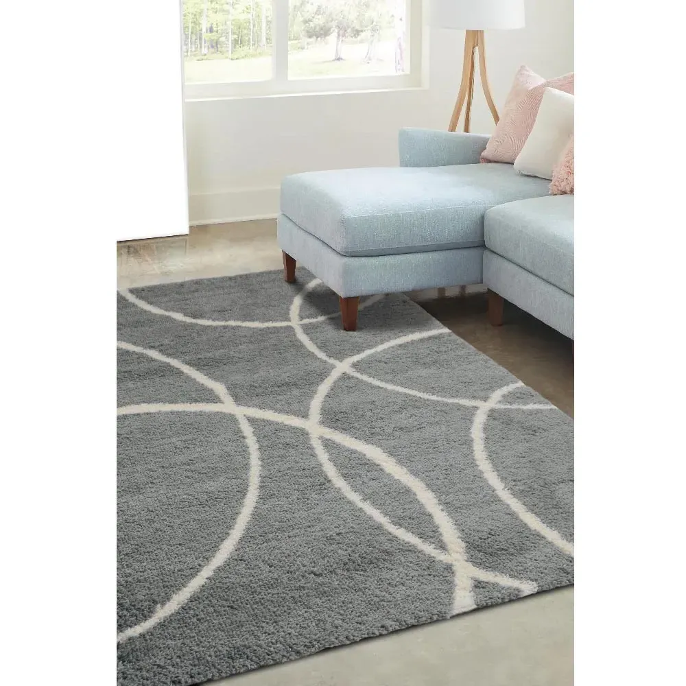 Bubbles Snug Shaggy Rug - Grey, Polyester