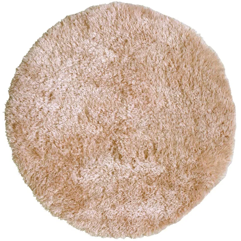 Champ Round Washable Shag Rug 100cm - Gold, Polyester image