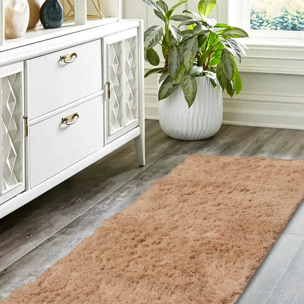 Champ Washable Shag Rug 67x180cm - Gold, Polyester