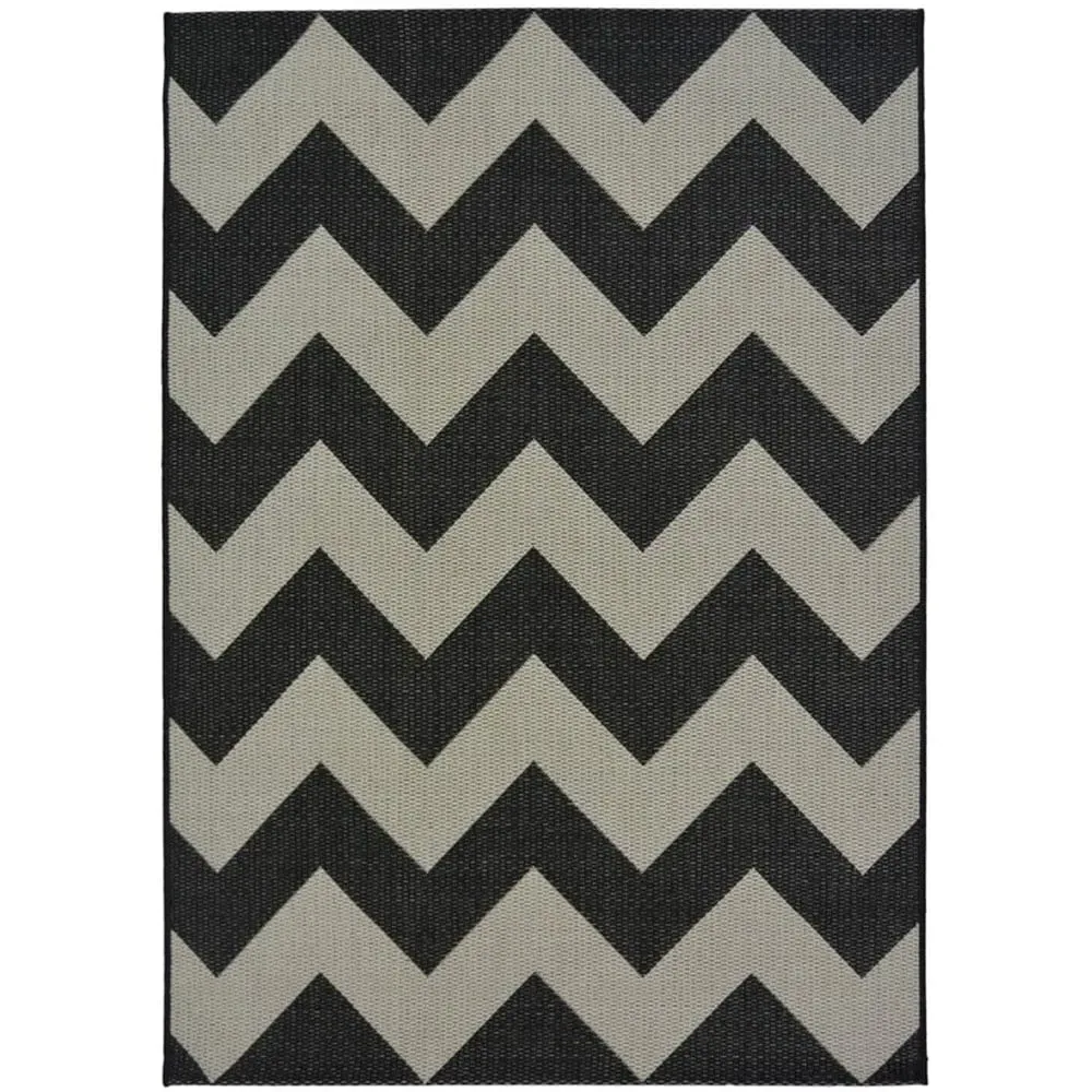 County Chevron Rug - Grey Black image