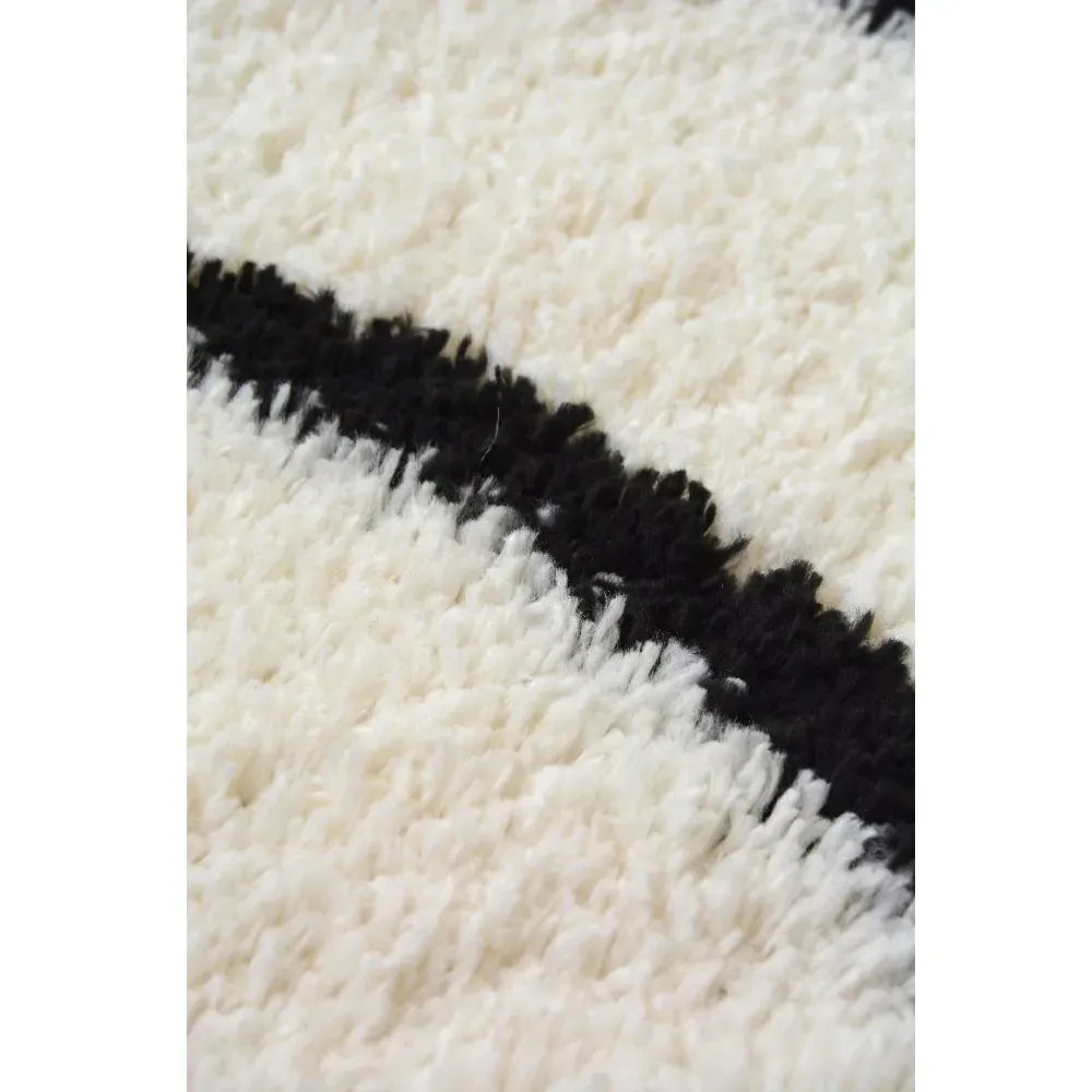 Isobar Shaggy Rug - Ivory and Black, Polyester
