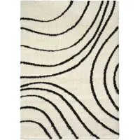 Isobar Shaggy Rug - Ivory and Black, Polyester