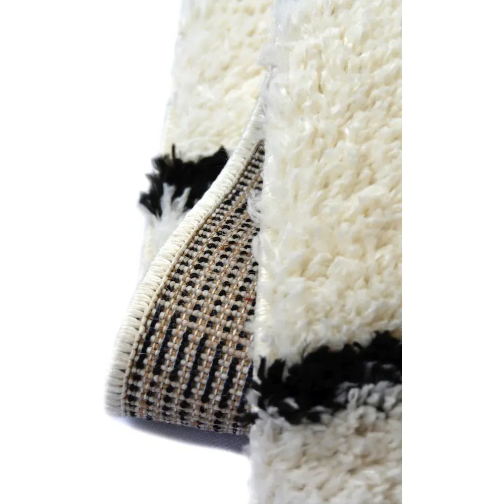 Isobar Shaggy Rug - Ivory and Black, Polyester