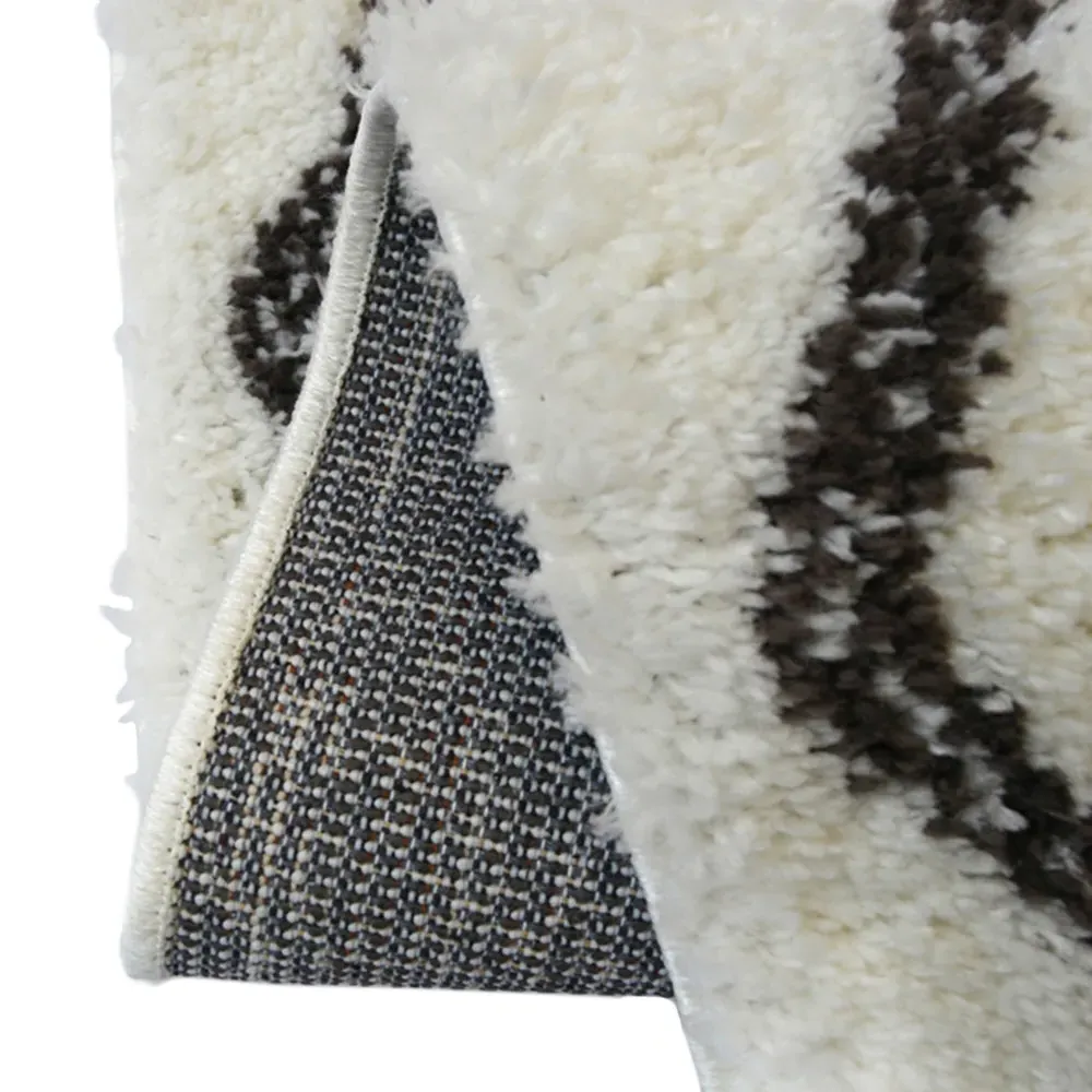 Monochrome Snug Diamond Shaggy Rug - Polyester