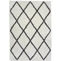 Monochrome Snug Diamond Shaggy Rug - Polyester