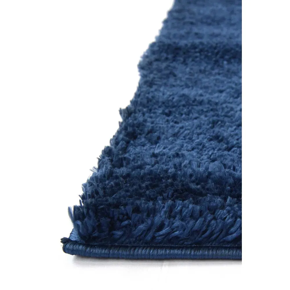 Navy Shaggy Rug - Blue, Polyester