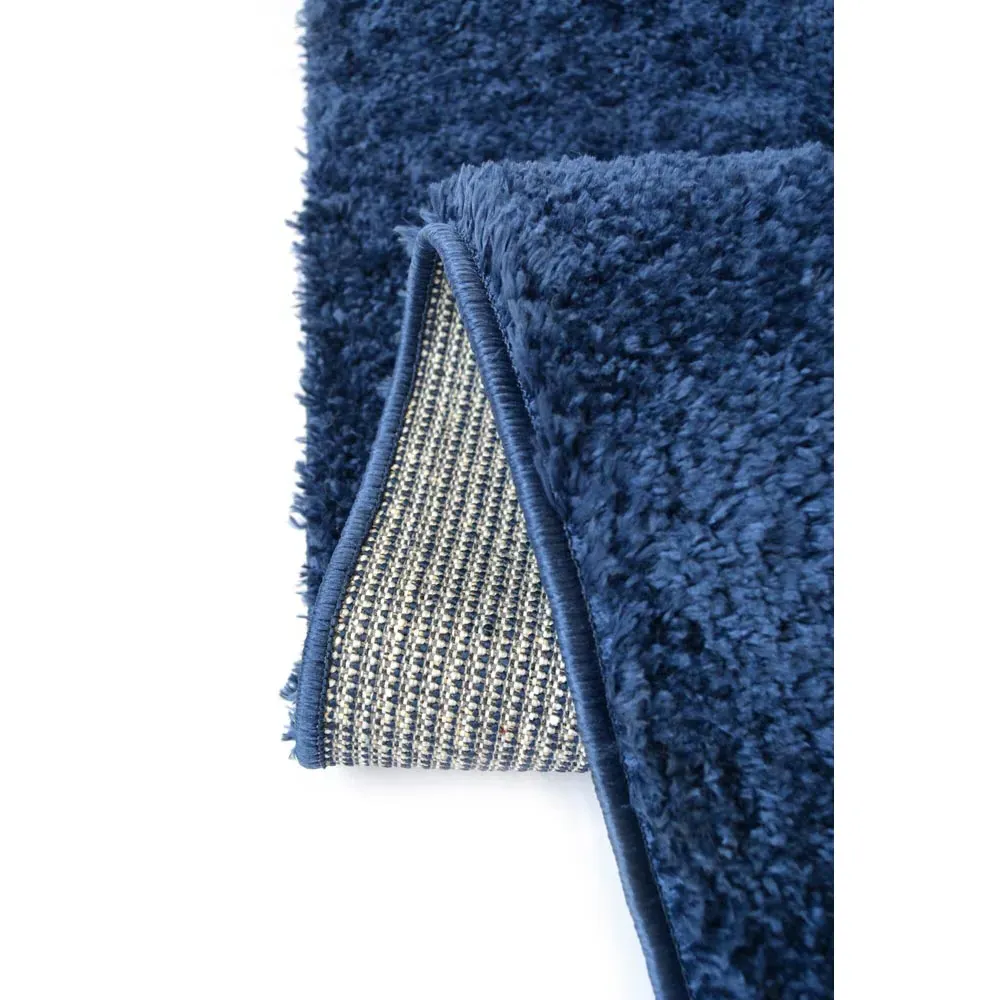 Navy Shaggy Rug - Blue, Polyester