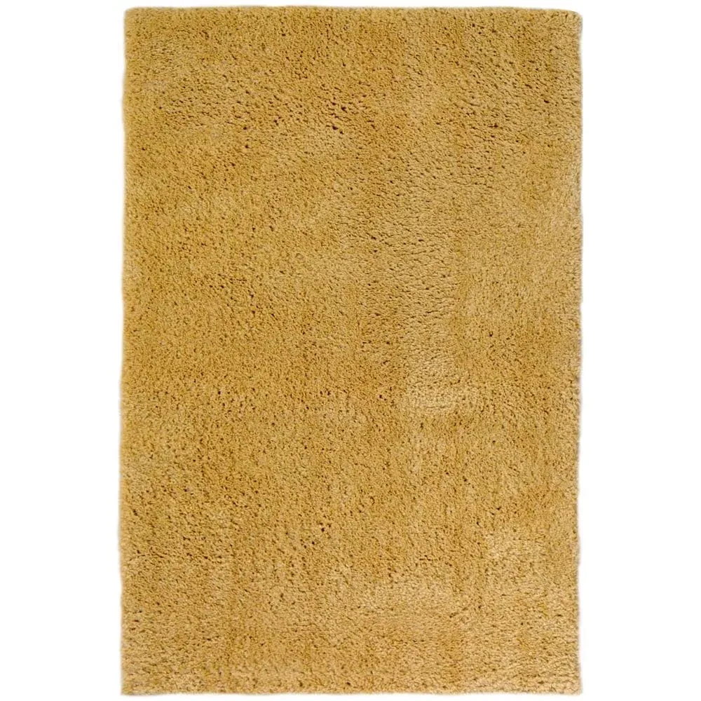 Ochre Snug Plain Shaggy Rug - Yellow, Polyester