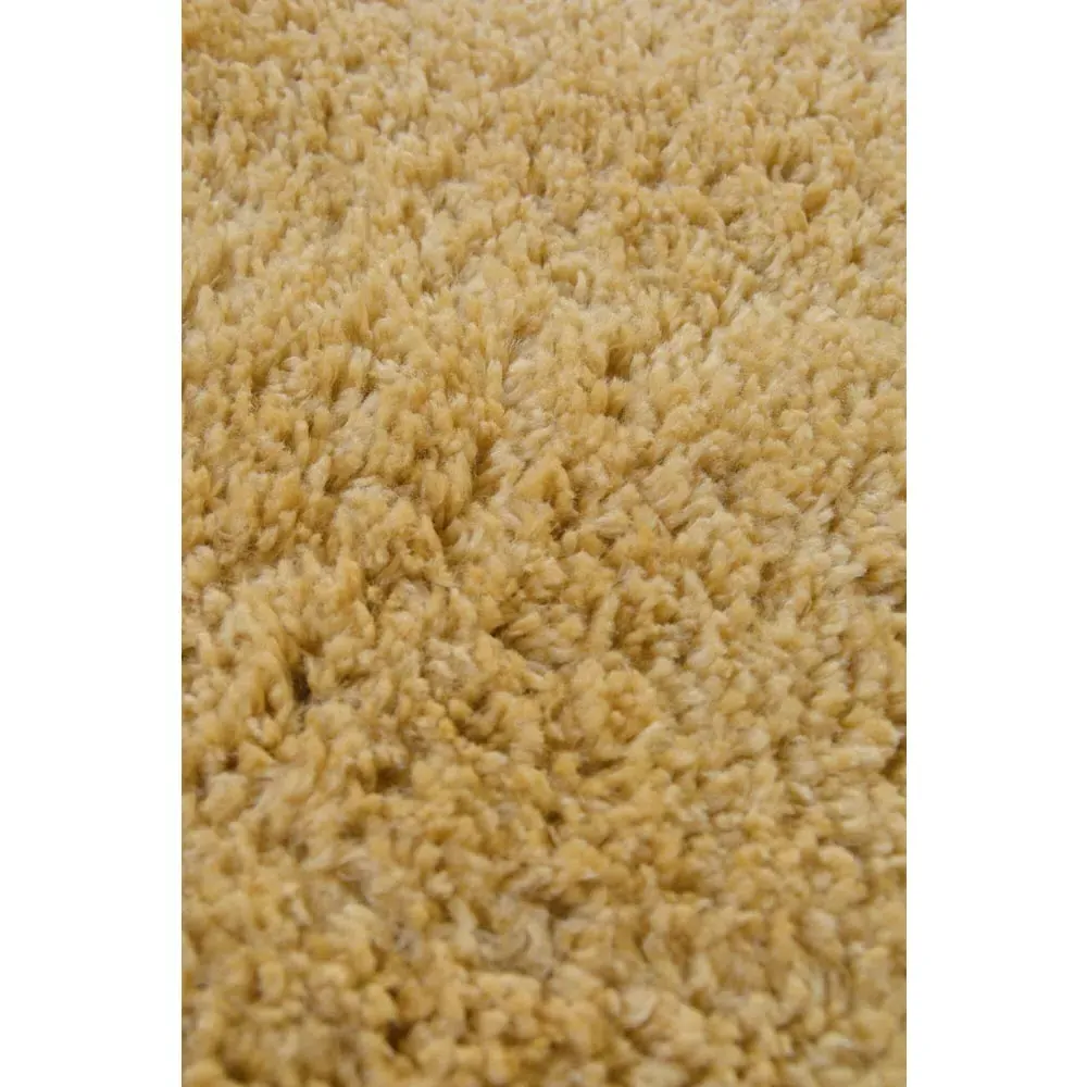 Ochre Snug Plain Shaggy Rug - Yellow, Polyester