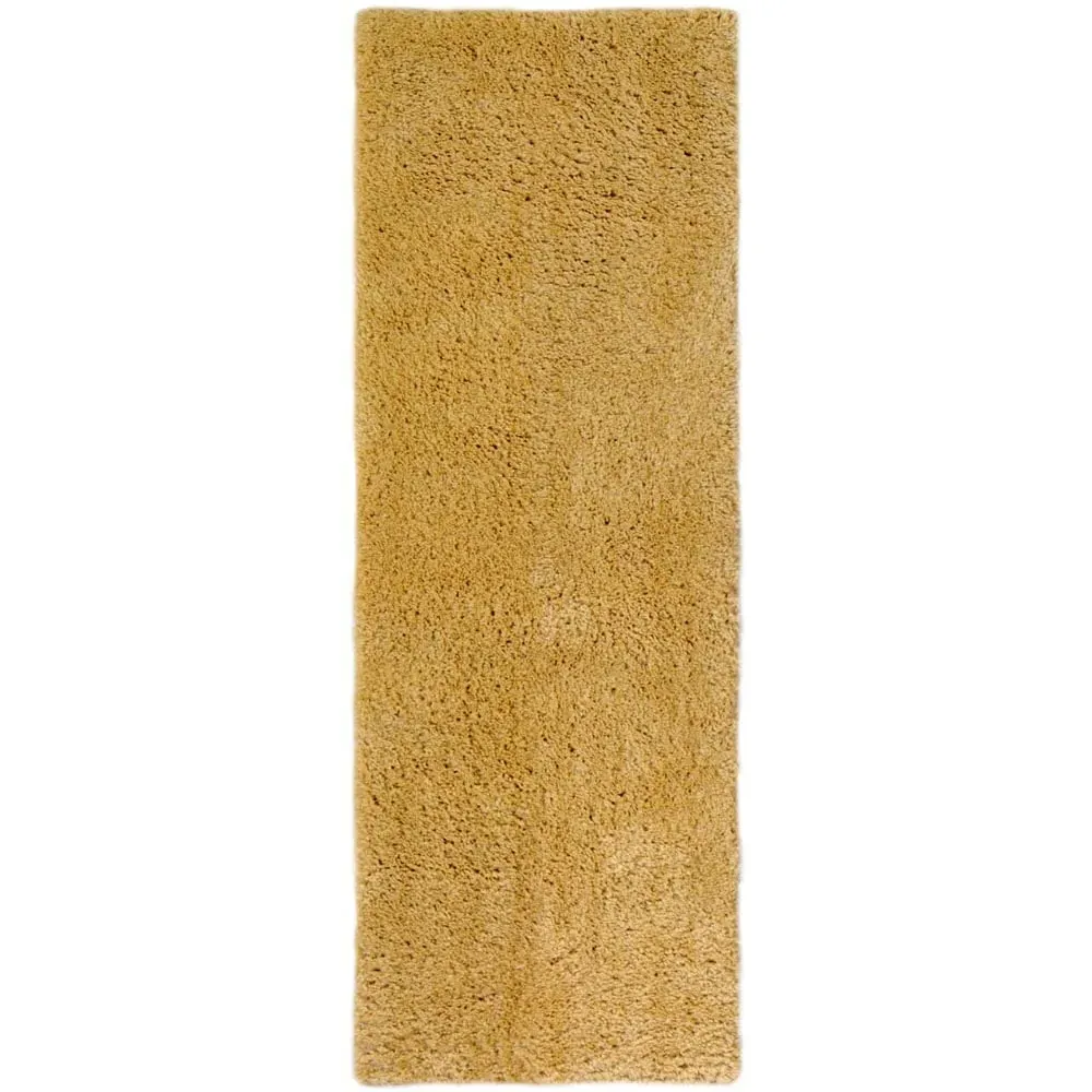 Ochre Snug Plain Shaggy Rug - Yellow, Polyester