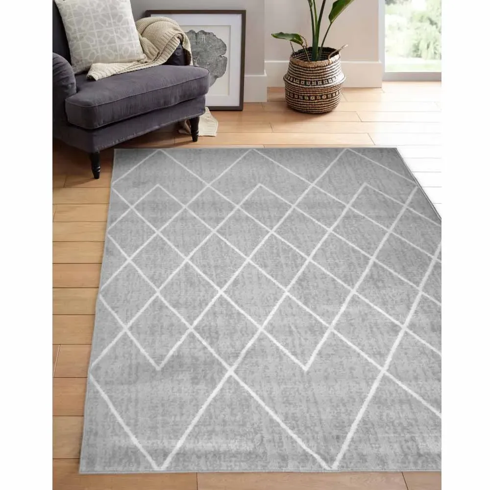 Overlap Diamond Rug 120 x 170cm - Grey