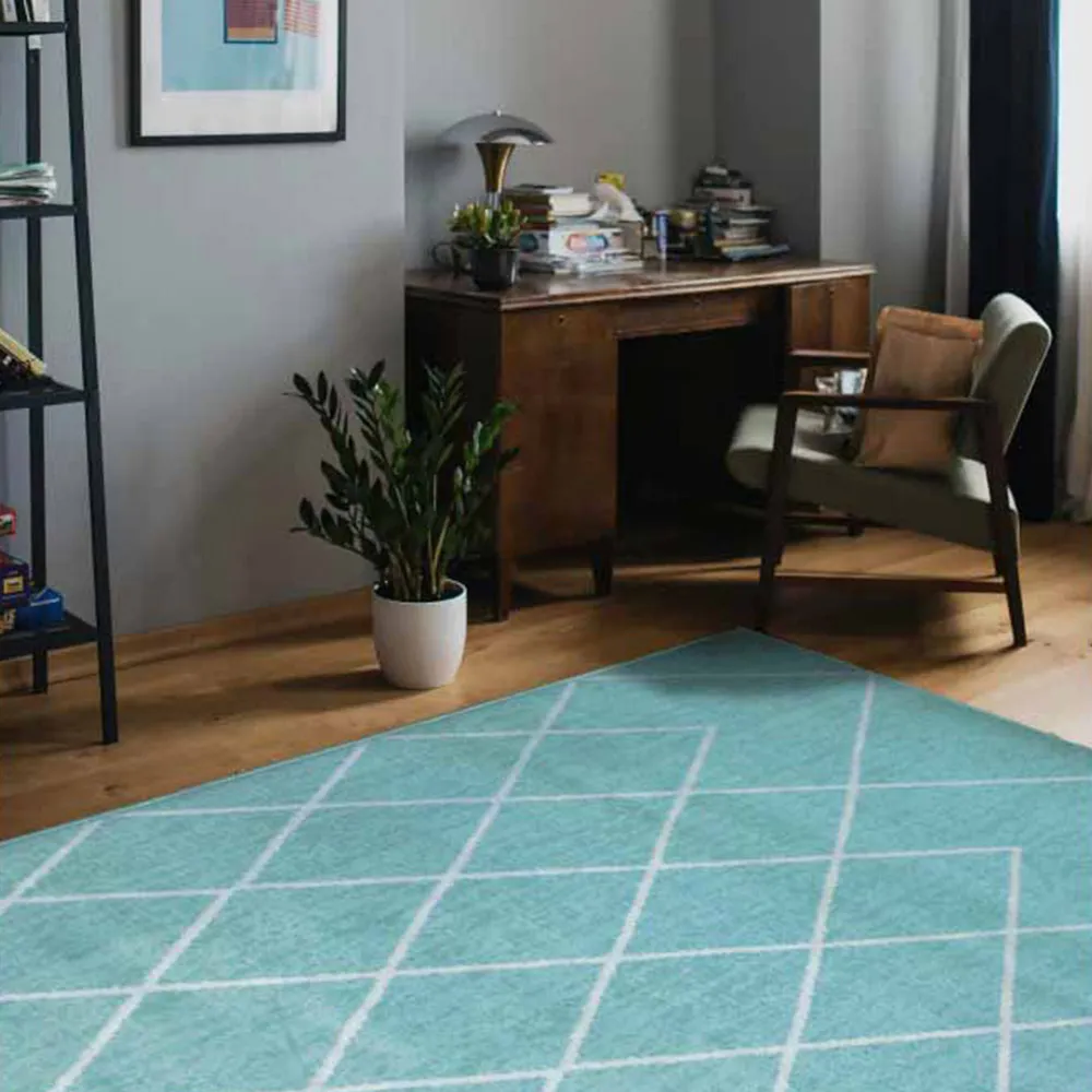 Overlap Diamond Rug - Duck Egg, Polypropylene