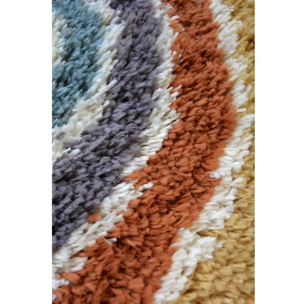 Rainbow Round Shaggy Rug - Multi, Polyester