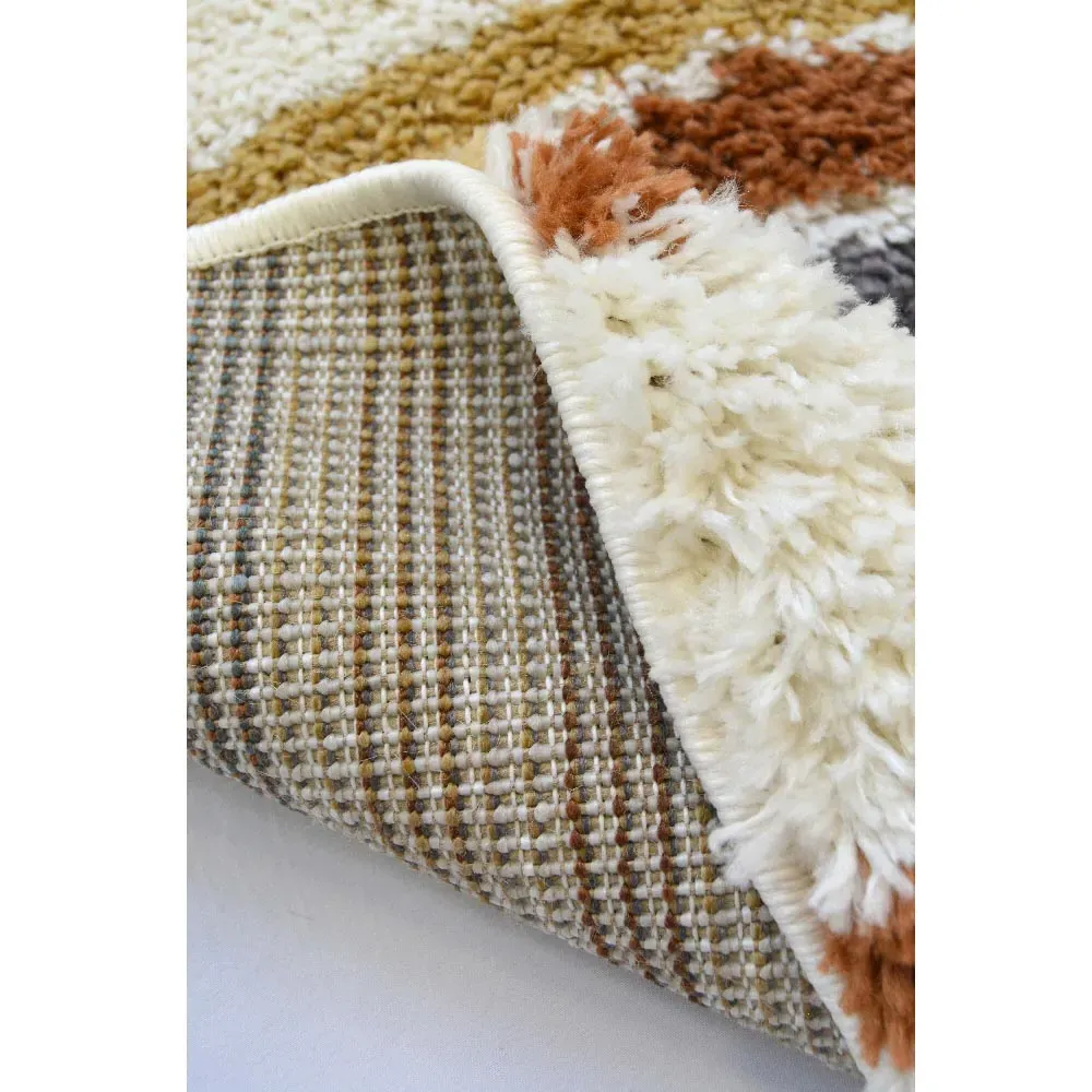 Rainbow Round Shaggy Rug - Multi, Polyester