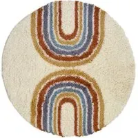 Rainbow Round Shaggy Rug - Multi, Polyester