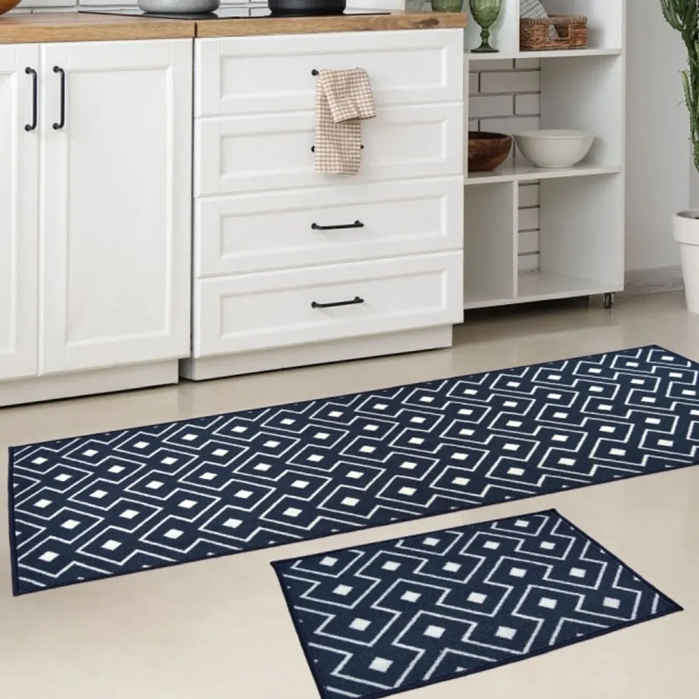 Relay Geometric Mat and Runner Set - Navy