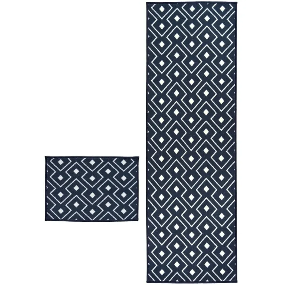 Relay Geometric Mat and Runner Set - Navy image