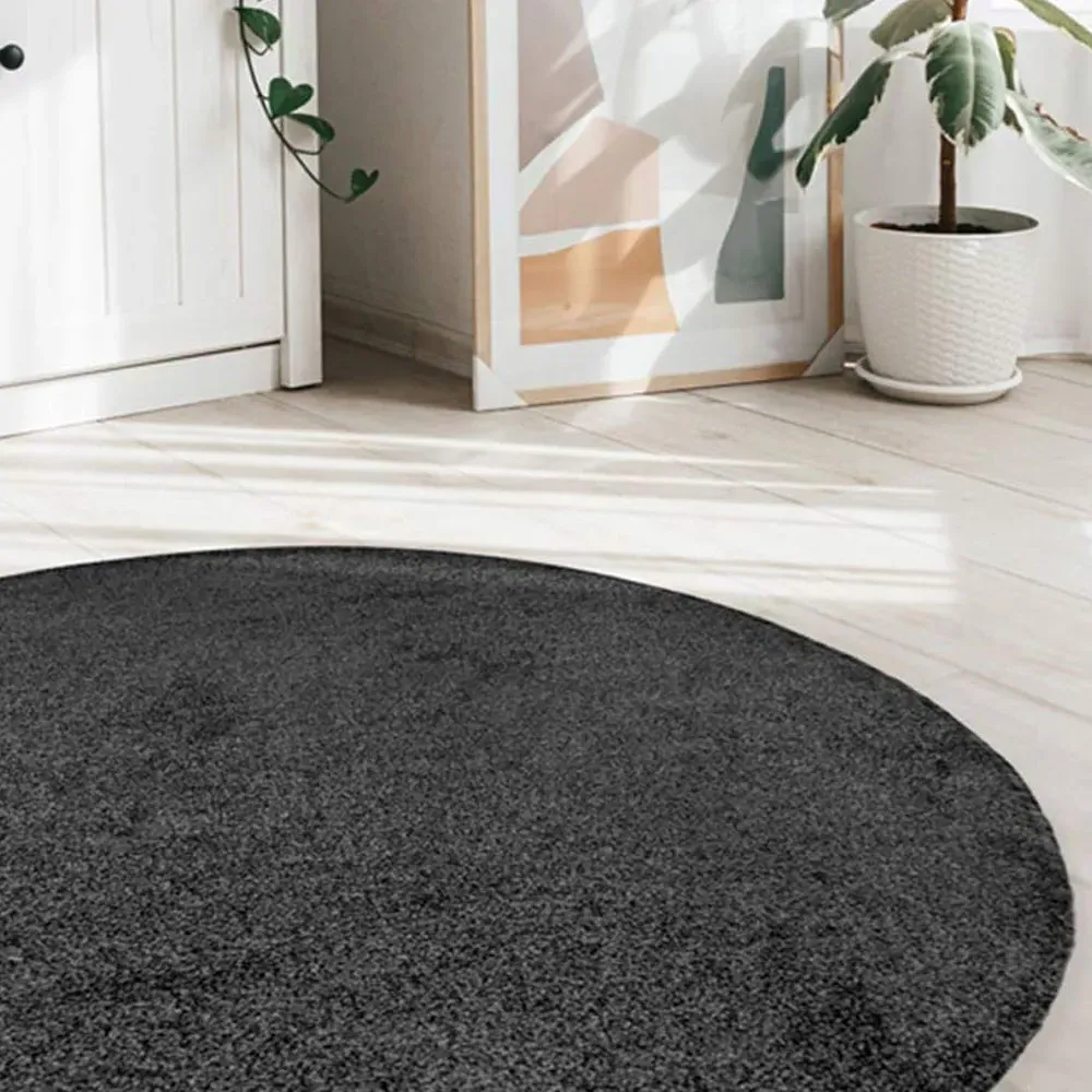 Relay Round Rug 200cm - Charcoal, Mixed Fibres