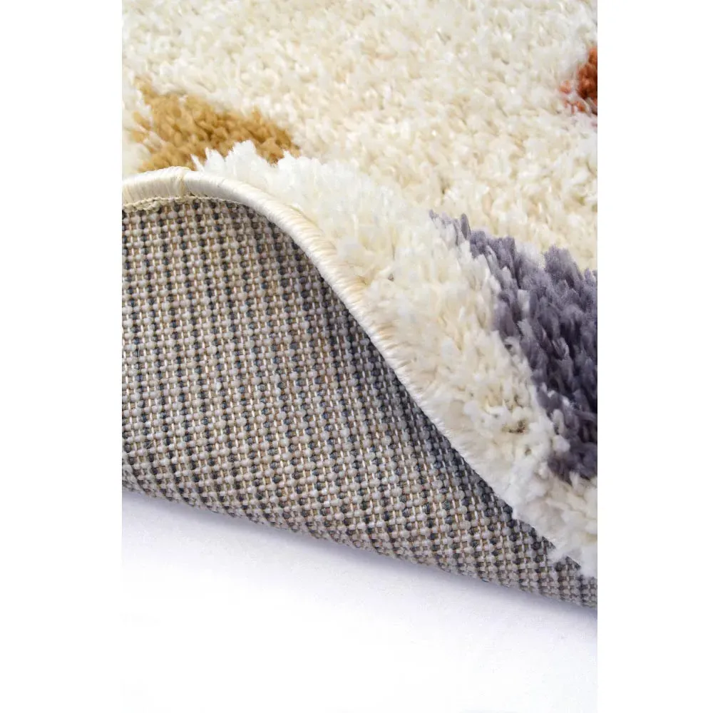 Round Shaggy Rug 100cm - Multi, Polyester