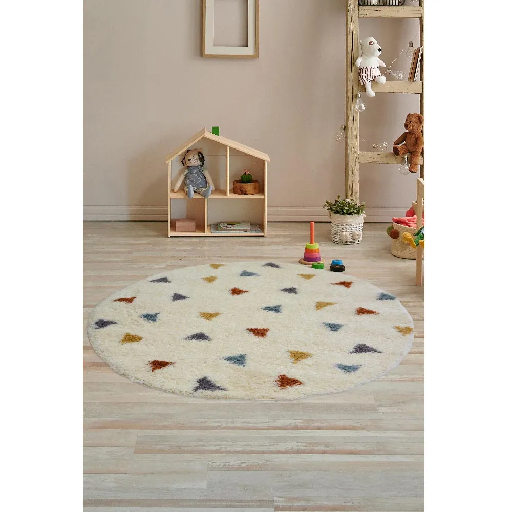 Round Shaggy Rug 100cm - Multi, Polyester