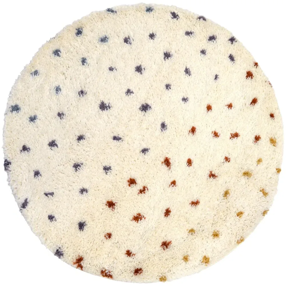 Round Shaggy Rug 100cm - Multi, Polyester