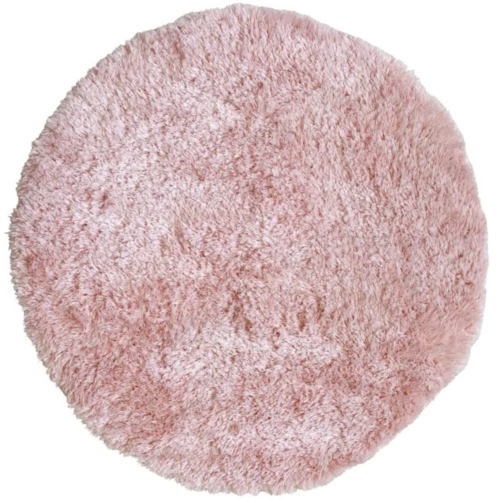 Round Shaggy Rug - Pink, Polyester