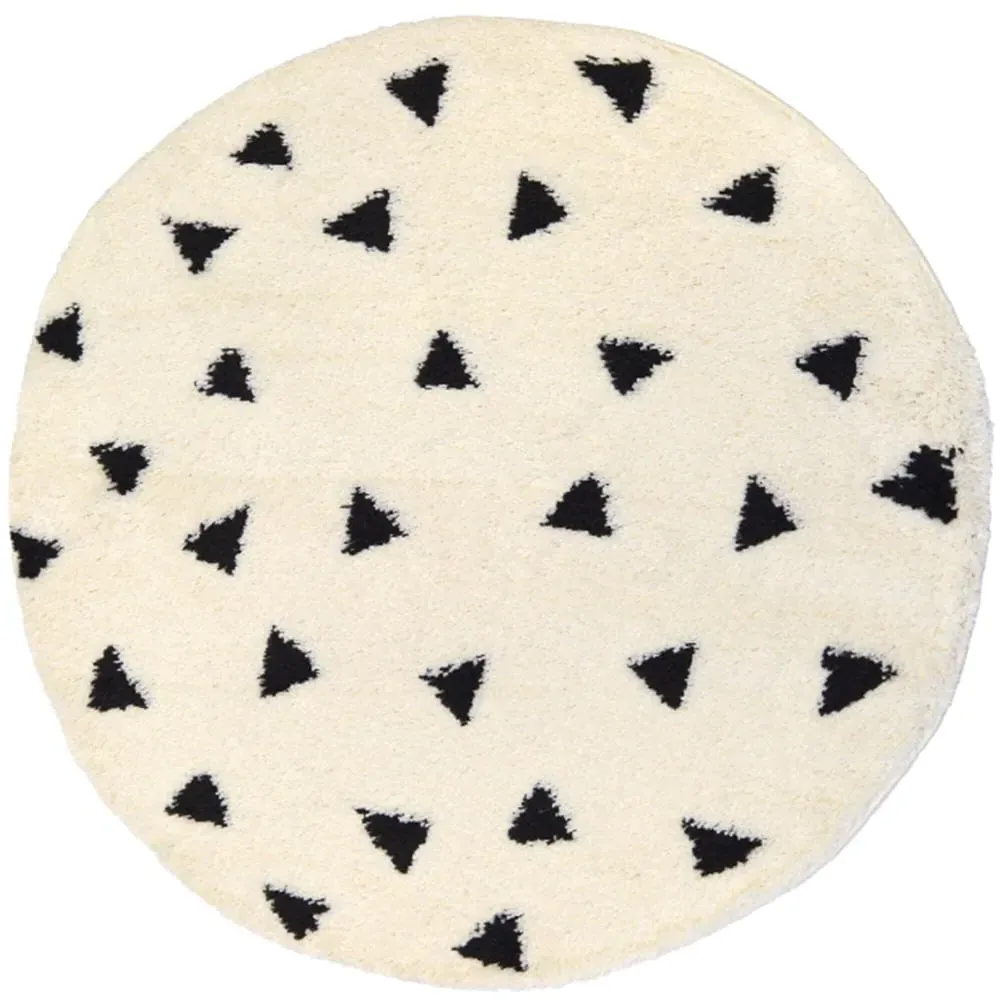 Round Snug Triangles Shaggy Rug - Multi, Polyester