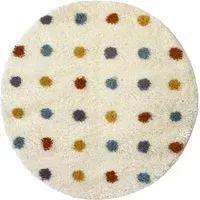 Round Spotty Rug 100cm - Multi, Polyester